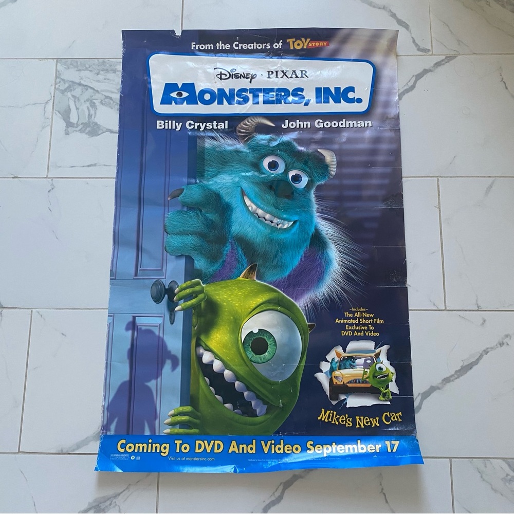 Vintage 2001 Monsters Inc. Promo Movie Poster 26x40 Mike Wazowski Sulli Original